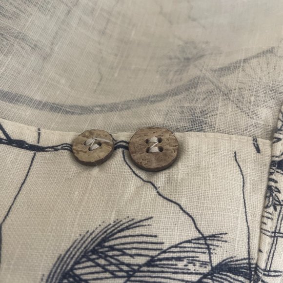 Pusser's Linen Light Beige Black Hawaiian Print Short Sleeved Button Up Shirt XL - Picture 9 of 10